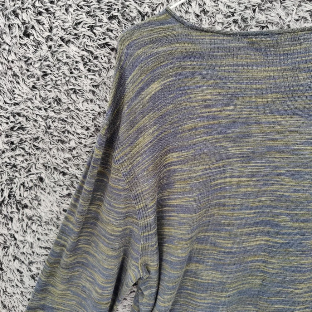 John Varvatos Men Minimalist Linen Cotton Sweater XL Blue Green Space Dye Marled